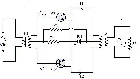 Class A push-pull amplifier circuit diagram (2)